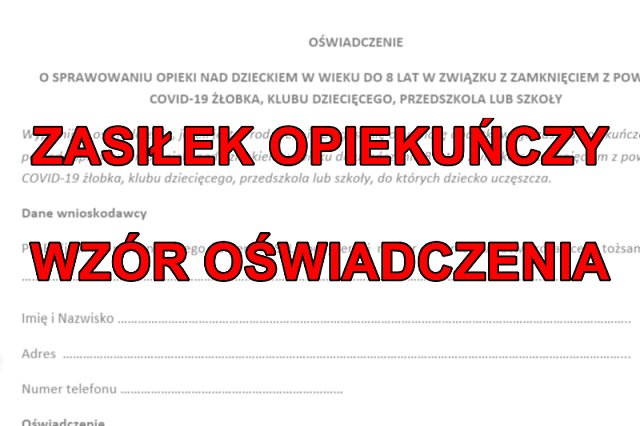 Oświadczenie zasiłek opiekuńczy