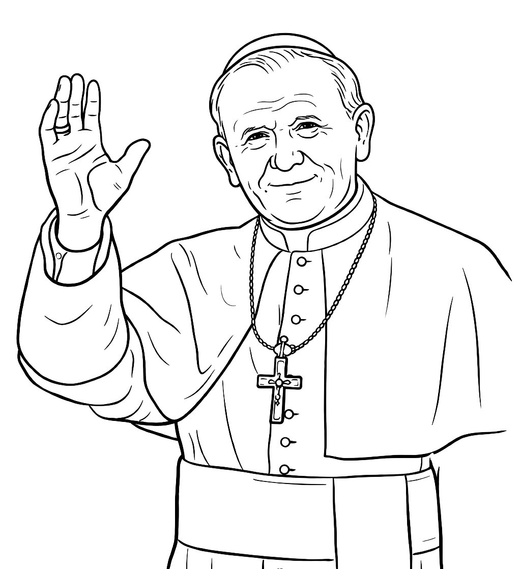 Jan Paweł II - kolorowanka do druku