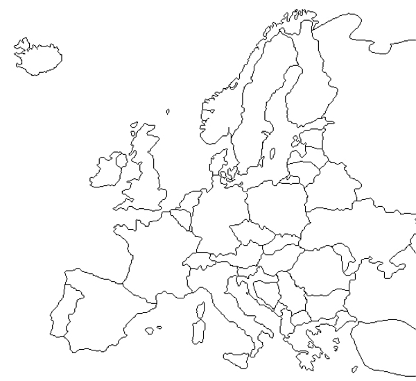 Mapa Europy - kolorowanka do druku