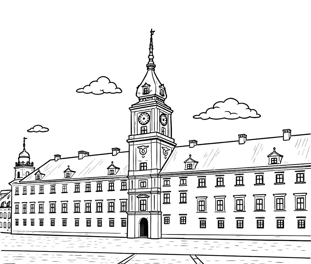 Zamek Królewski w Warszawie - kolorowanka do druku